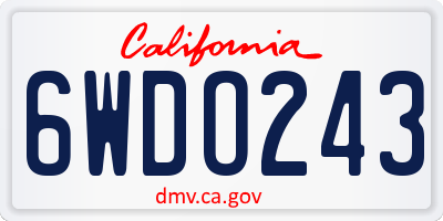 CA license plate 6WDO243