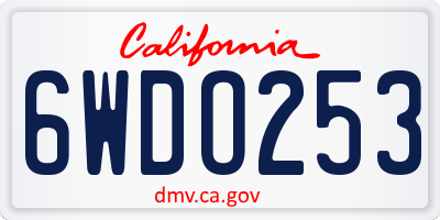 CA license plate 6WDO253