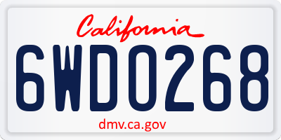 CA license plate 6WDO268
