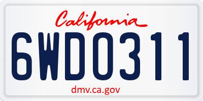 CA license plate 6WDO311