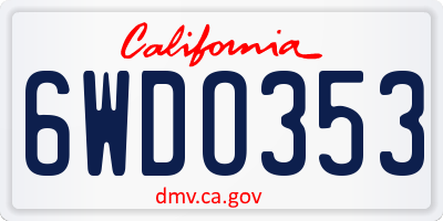 CA license plate 6WDO353