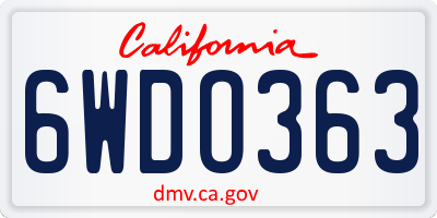 CA license plate 6WDO363