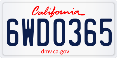 CA license plate 6WDO365
