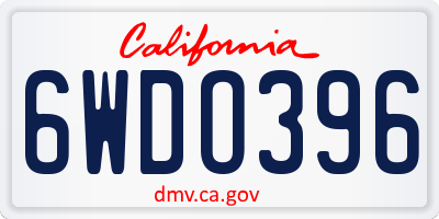 CA license plate 6WDO396