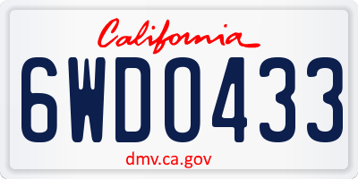CA license plate 6WDO433
