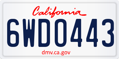 CA license plate 6WDO443