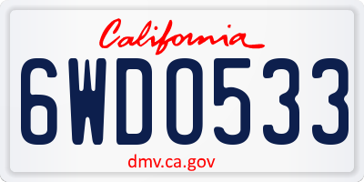 CA license plate 6WDO533