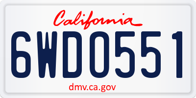 CA license plate 6WDO551