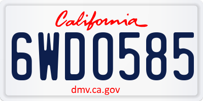 CA license plate 6WDO585