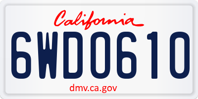 CA license plate 6WDO610