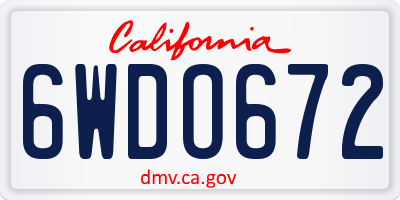 CA license plate 6WDO672