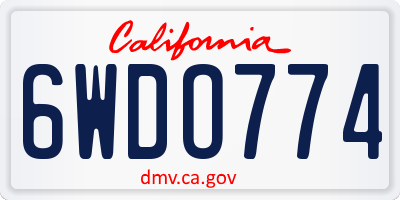 CA license plate 6WDO774