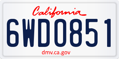 CA license plate 6WDO851