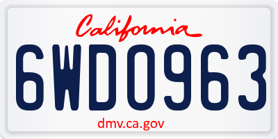 CA license plate 6WDO963