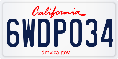 CA license plate 6WDP034