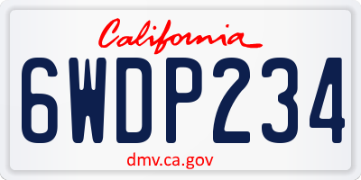 CA license plate 6WDP234