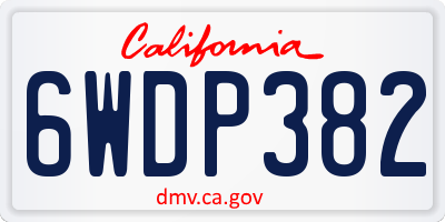 CA license plate 6WDP382