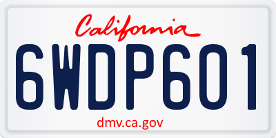 CA license plate 6WDP601
