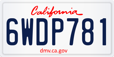 CA license plate 6WDP781