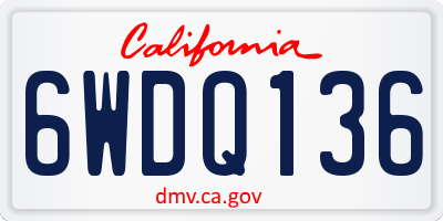 CA license plate 6WDQ136