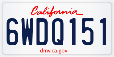 CA license plate 6WDQ151