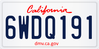 CA license plate 6WDQ191