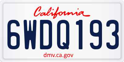 CA license plate 6WDQ193