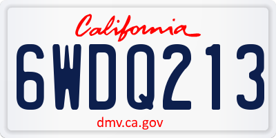 CA license plate 6WDQ213