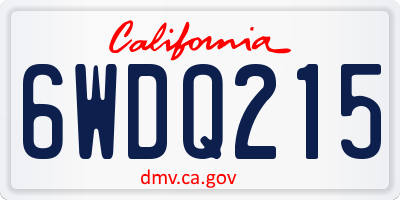 CA license plate 6WDQ215