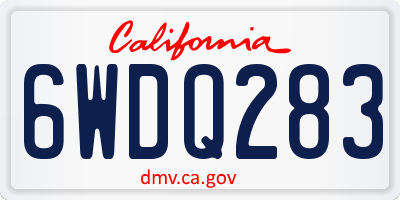 CA license plate 6WDQ283