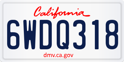 CA license plate 6WDQ318