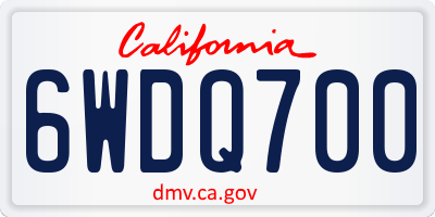 CA license plate 6WDQ700