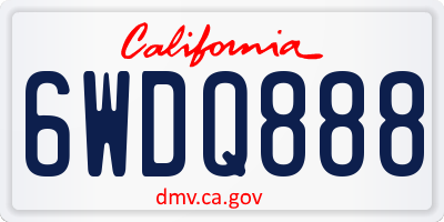 CA license plate 6WDQ888