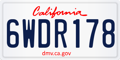 CA license plate 6WDR178