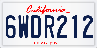 CA license plate 6WDR212
