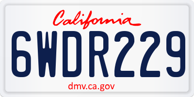CA license plate 6WDR229