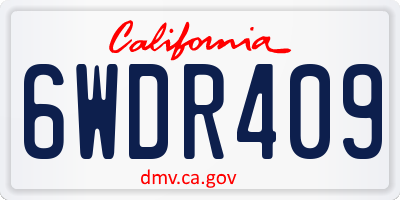 CA license plate 6WDR409