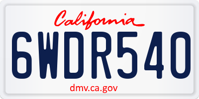 CA license plate 6WDR540