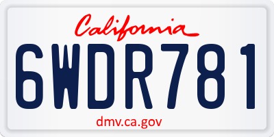 CA license plate 6WDR781