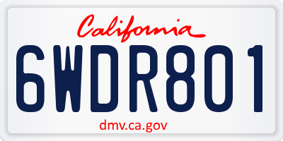CA license plate 6WDR801