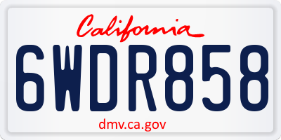 CA license plate 6WDR858