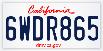 CA license plate 6WDR865
