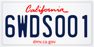 CA license plate 6WDS001