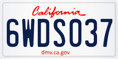 CA license plate 6WDS037