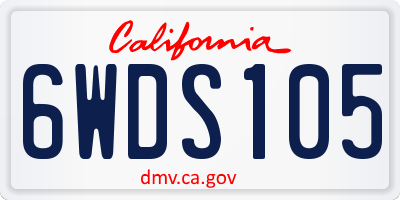 CA license plate 6WDS105