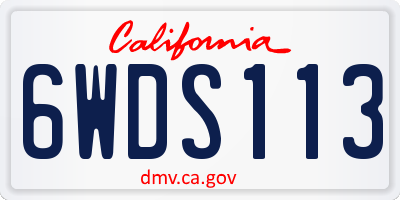CA license plate 6WDS113