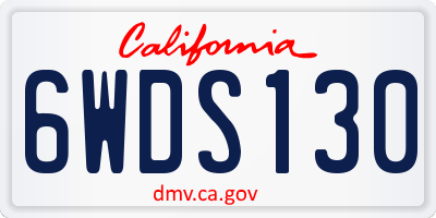 CA license plate 6WDS130