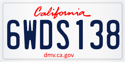 CA license plate 6WDS138
