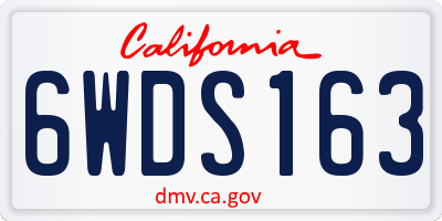 CA license plate 6WDS163
