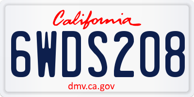 CA license plate 6WDS208